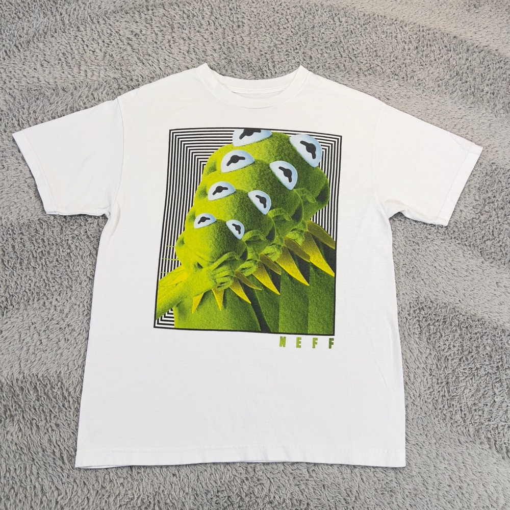 Neff Disney Muppets Kermit the Frog Trippy Graphic T-Shirt Mens Medium White